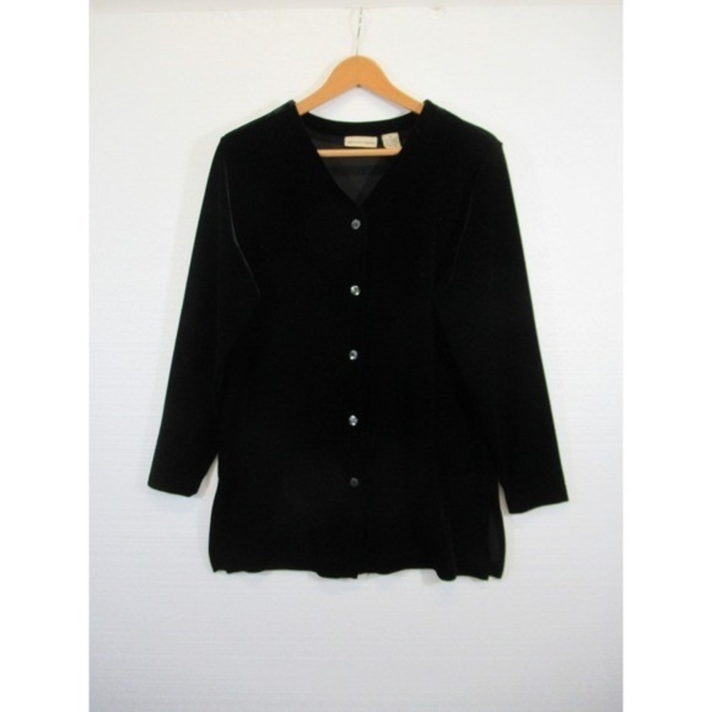 Vintage 90s Apostrophe Oversized Velvet Tunic Women M Black Lagenlook Goth Witch